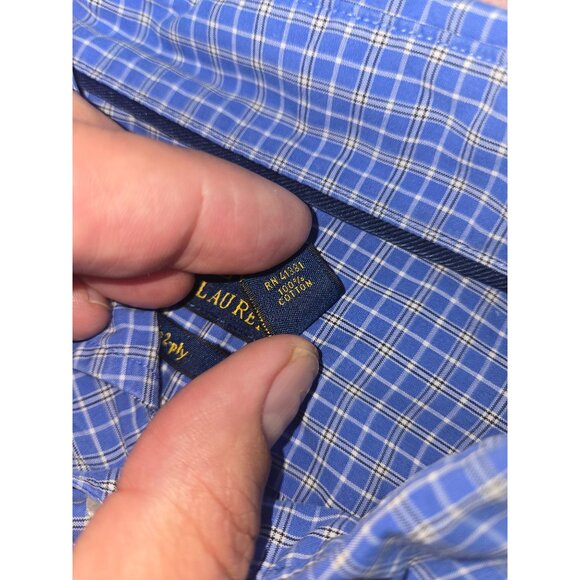 Polo Ralph Lauren Mens Blue Plaid Long Sleeve Shirt Medium - Picture 6 of 7